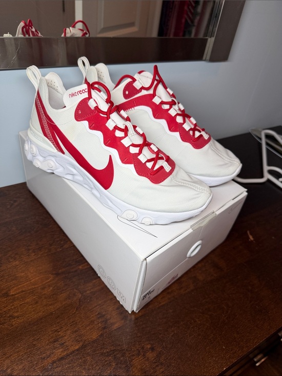 Nike Other - Nike White and Red Low-Top React Runners